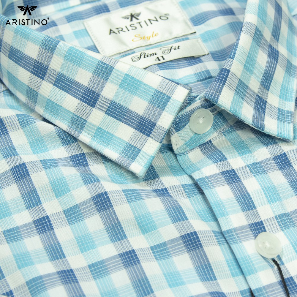 Áo Sơ Mi Nam Ngắn Tay Aristino ASS049S8 Caro Xanh Trắng | BigBuy360 - bigbuy360.vn