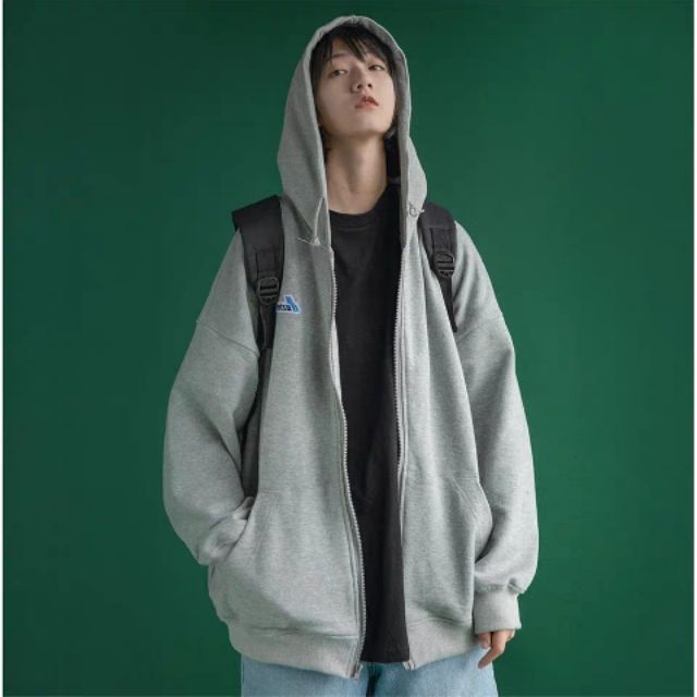 Áo khoác nỉ ngoại hoodie BASIC form rộng khóa kéo tròn áo nỉ nam nữ Unisex