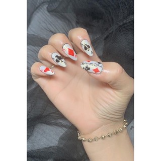 sticker hình lá bài dán móng nail