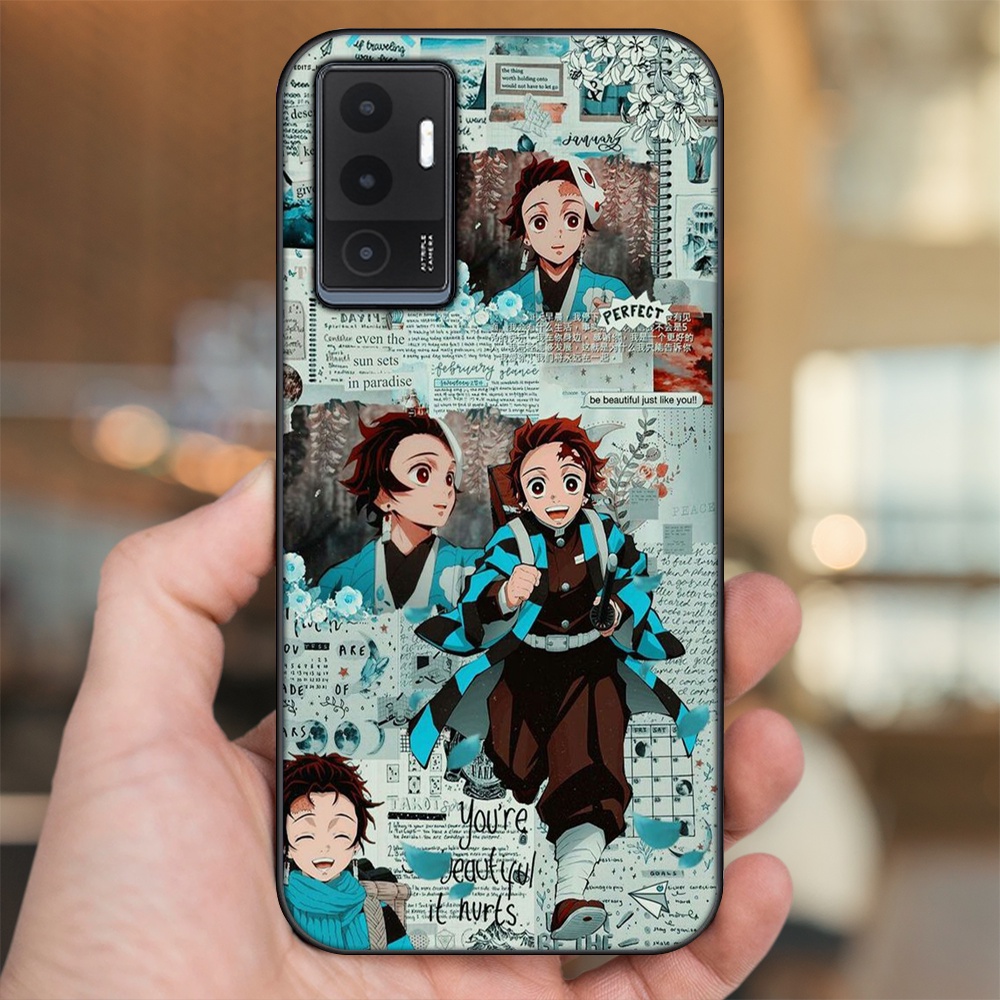 Ốp lưng Vivo V23e viền đen in hình Tanjiro Kimetsu No Yaiba