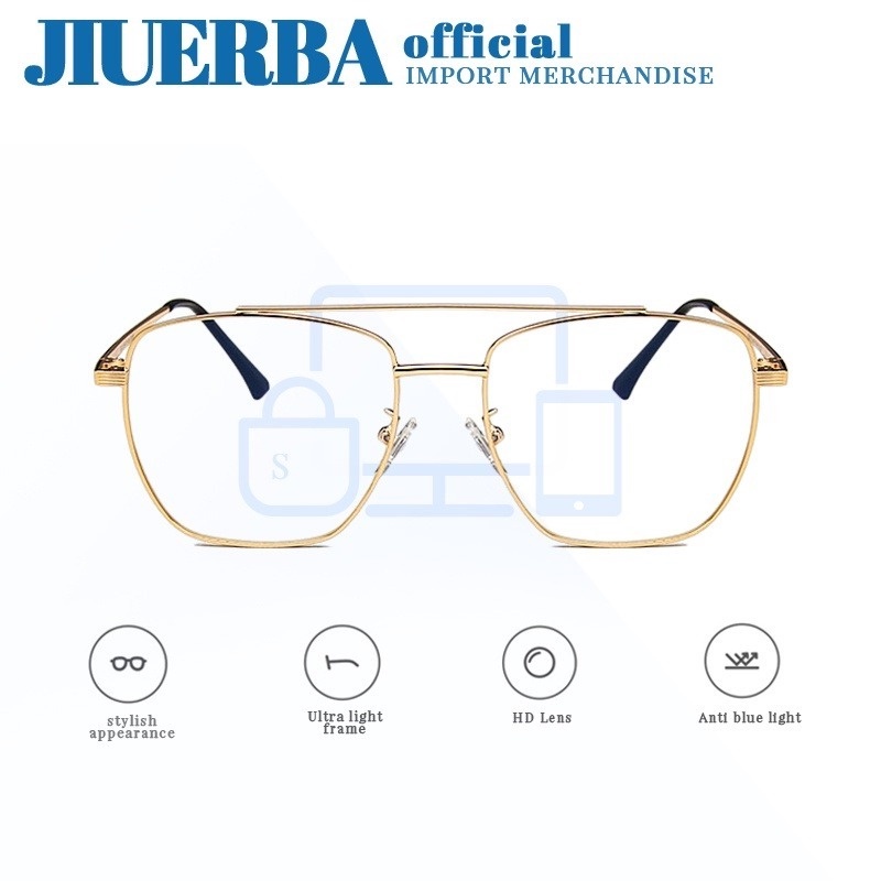 JIUERBA Mắt Kính Gọng Kim Loại Chống Tia Uv400 Thời Trang Cho Nam Nữ