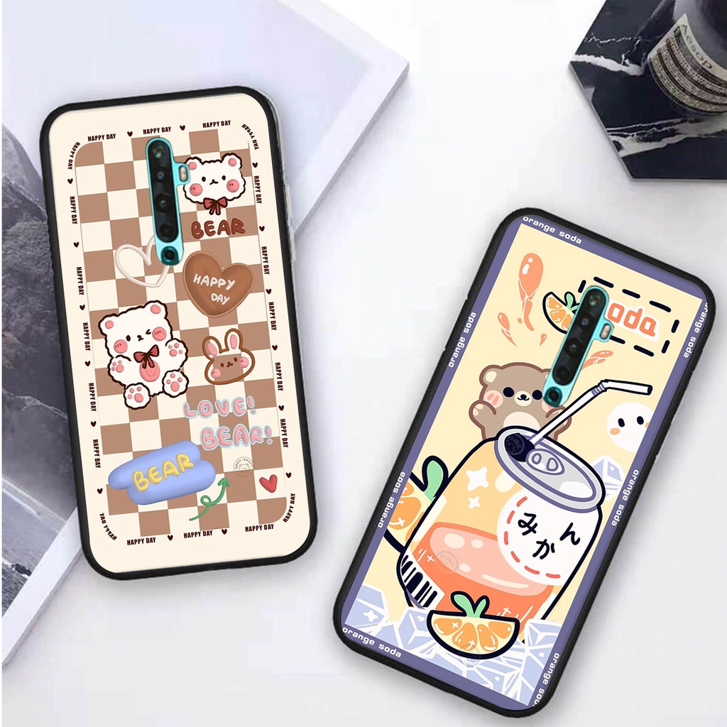 Ốp lưng Oppo RENO 2 / 2F / 2Z in hình 3D GẤU cute be@r, soda, happy day cực hot ,thời thượng