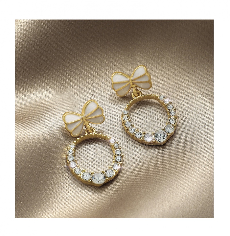 Hoa tai hình nơ đính đá lấp lánh phong cách cổ điển cho nữ