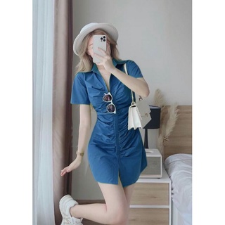 Đầm sơ mi big size nhún eo dạo phố, đi biển