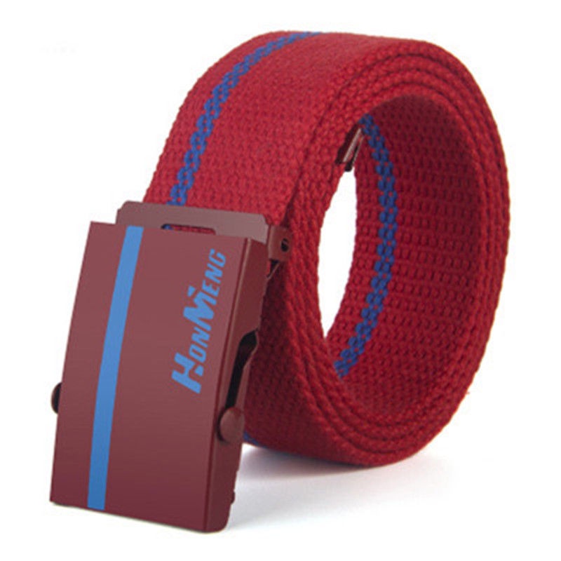 Dây Thắt Lưng Vải canvas Khóa Tự Động Màu Trắng Đa Năng Thời Trang Cho Nam