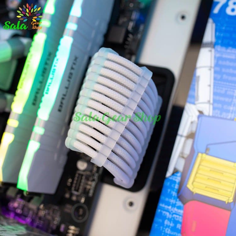 Full Bộ nẹp dây nối dài nguồn máy tính nguyên bộ  trắng , đen