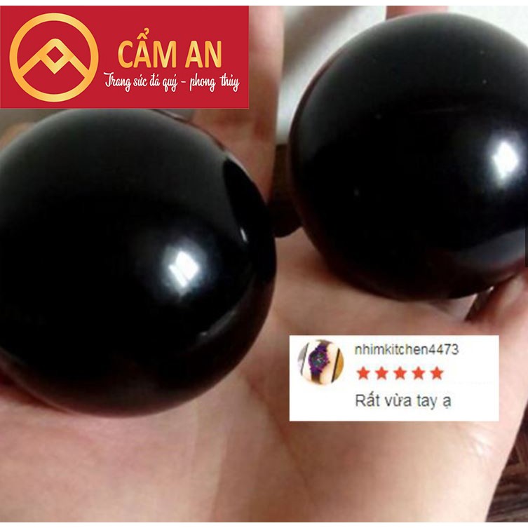 Cặp 02 Viên Bi Lăn Tay Đá Obsidan Tự Nhiên Tặng Kèm Hộp Đựng Cao Cấp Cực Xịn - Sản Phẩm Vật Lý Trị Liệu Cho Bàn Tay