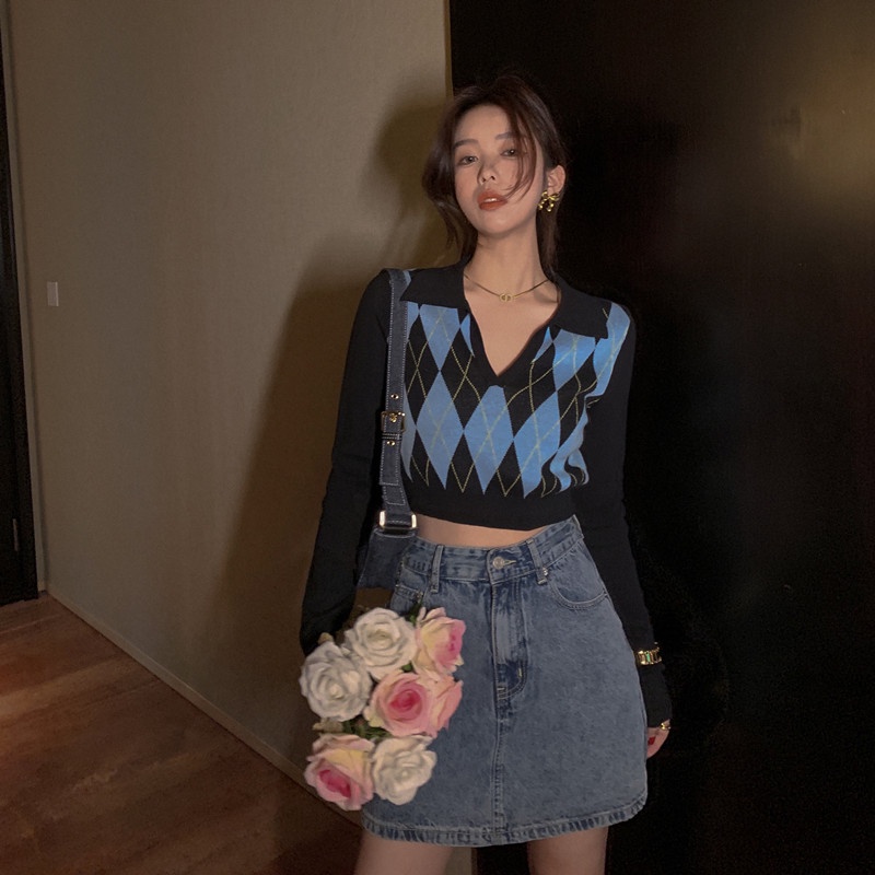 Áo khoác Sweater dáng ngắn phong cách Anh Quốc thời trang mùa thu cho nữ 2021 | BigBuy360 - bigbuy360.vn