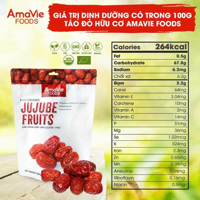 Táo đỏ hữu cơ, kỳ tử hữu cơ Ninh Hạ Amavie Foods
