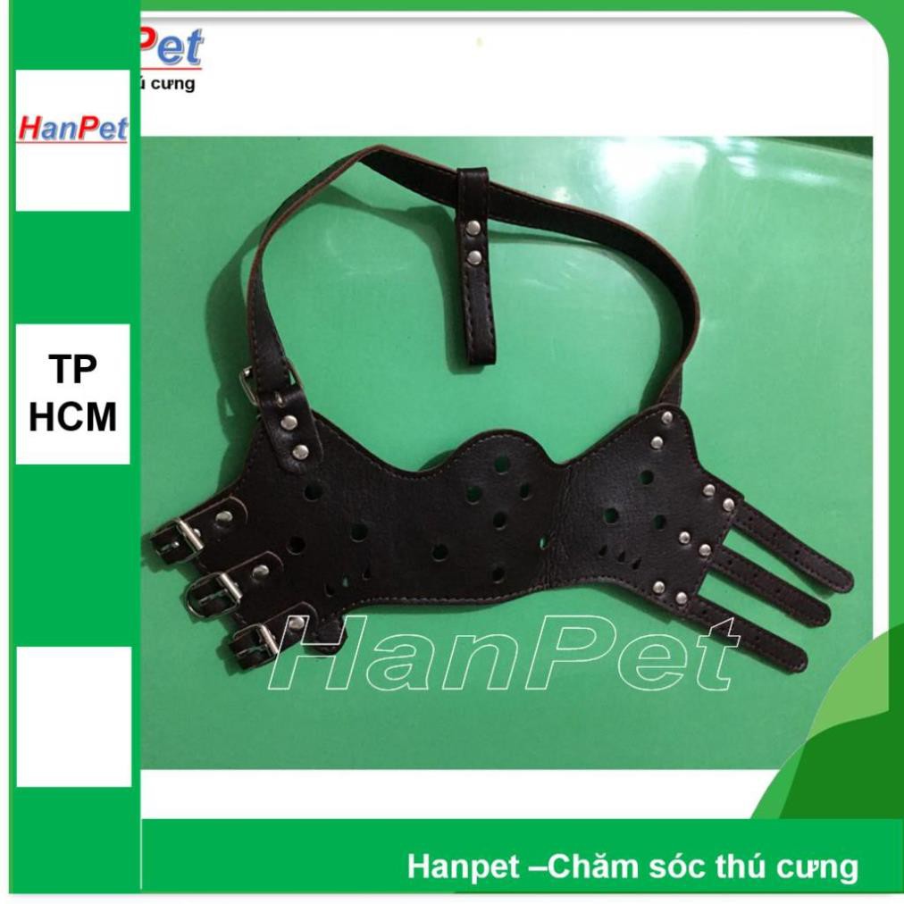 Hanpet.GV- Rọ mõm chó bằng da kiểu chống sủa- (5 size tùy thuộc chu vi mõm)