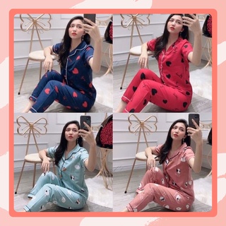 Đồ Bộ Pijama-Bộ Kate cộc dài  hoạ tiết cute phô mai que