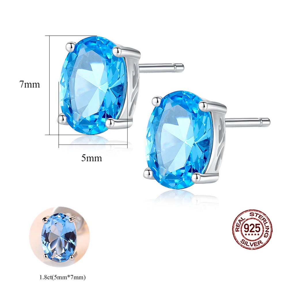 Bộ Trang Sức Bạc Nữ S925 Đá topaz Màu Xanh Sang Chảnh BDM2311 - Bảo Ngọc Jewelry