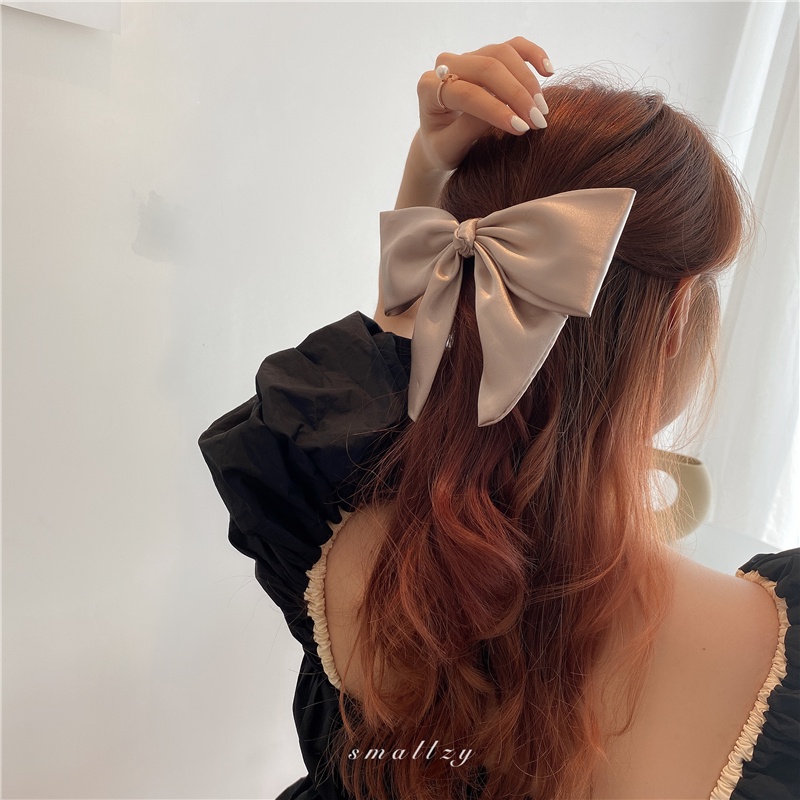 Kẹp Tóc Nơ Vải Lụa Satin Phong Cách Hàn Quốc Thời Trang Cho Nữ