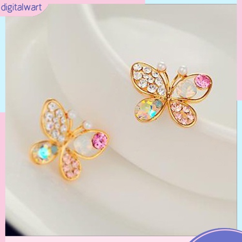 Cặp khuyên tai hình bươm bướm đính đá quý nhân tạo nhiều màu sắc cá tính dành cho nữ