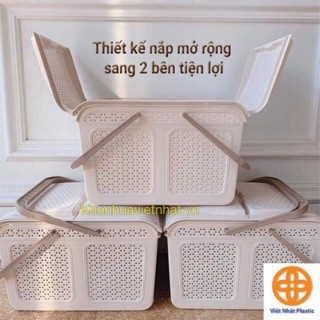 Làn đi sinh nhựa size TO ,giỏ đựng quần áo có nắp quai xách Việt Nhật 2606 cho mẹ và bé màu sắc nhã nhặn