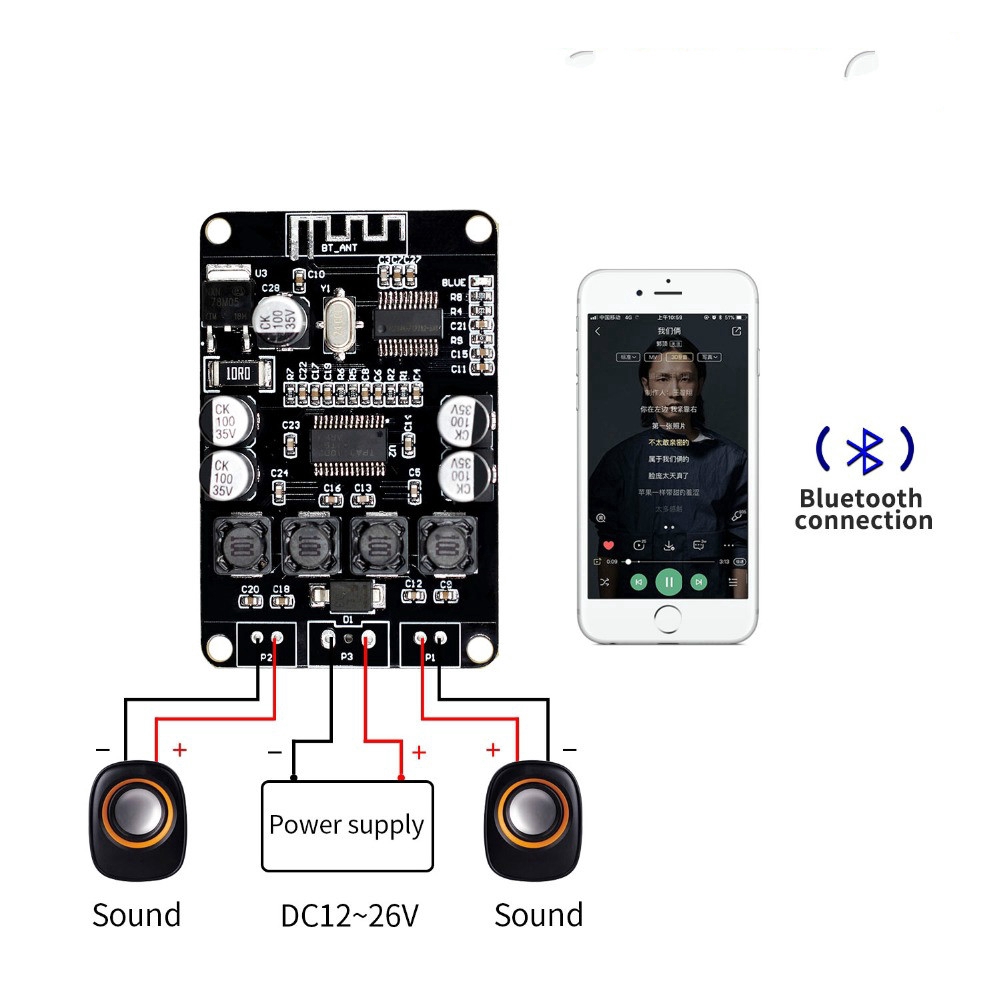 Bảng Mạch Khuếch Đại Âm Thanh Bluetooth Vhm-313 Tpa3110 2x15w