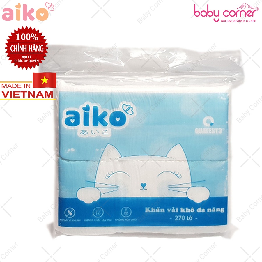 Khăn Vải Khô Đa Năng Aiko Gói 270 Tờ Cho Bé