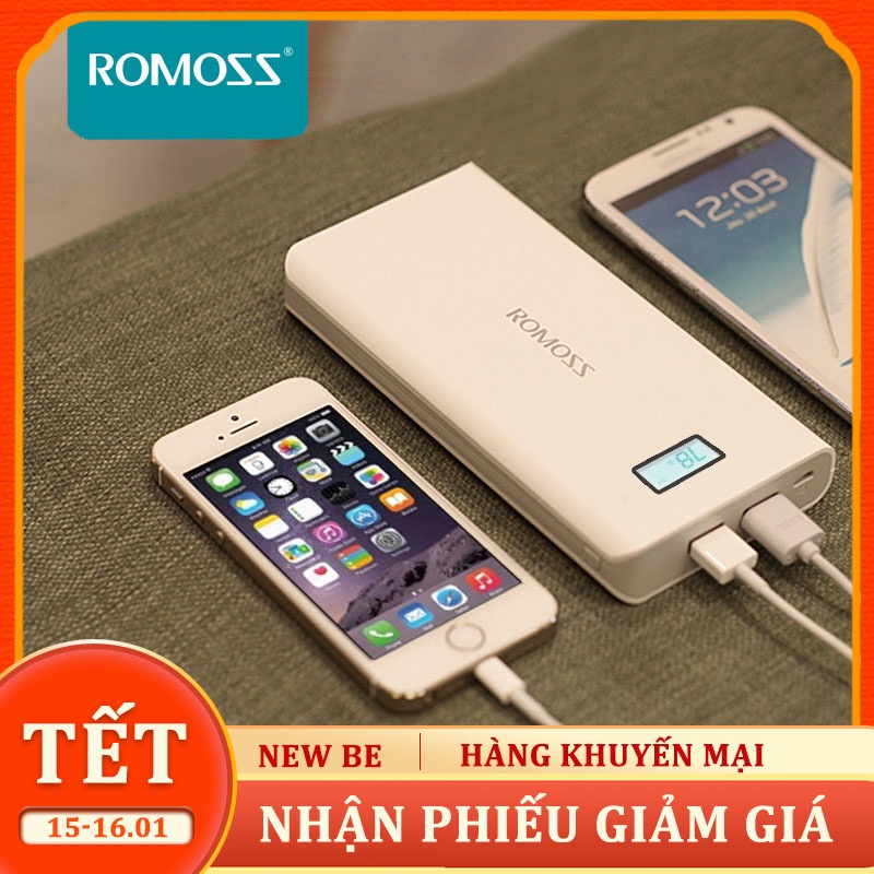 ❀❧Pin sạc dự phòng Romoss Sense 6 20000mAh (Trắng) - Chính Hãng CDB100010
