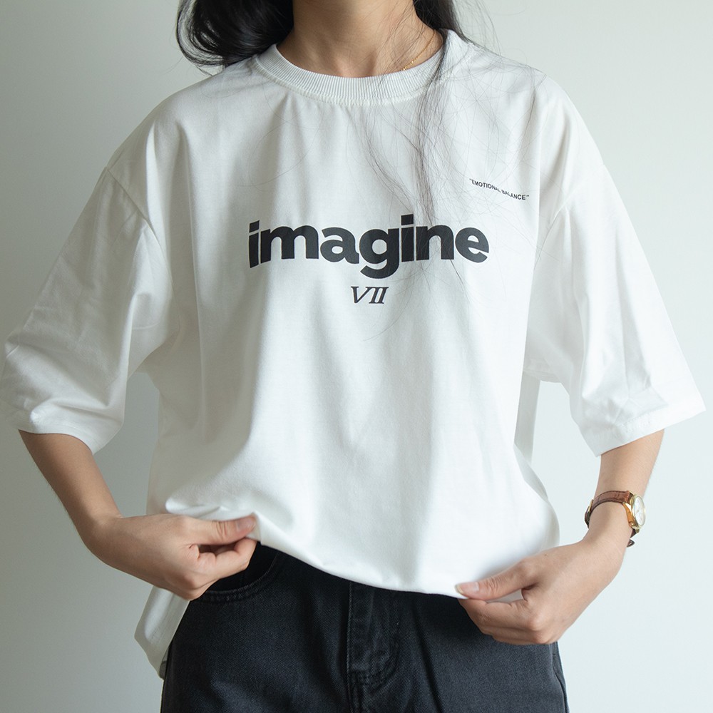 Áo Tshirt Imagine trắng ngắn tay freesize