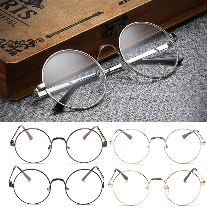 Retro Round Metal Frame Clear Lens Glasses Nerd Spectacles Anti Radiation Glasses
