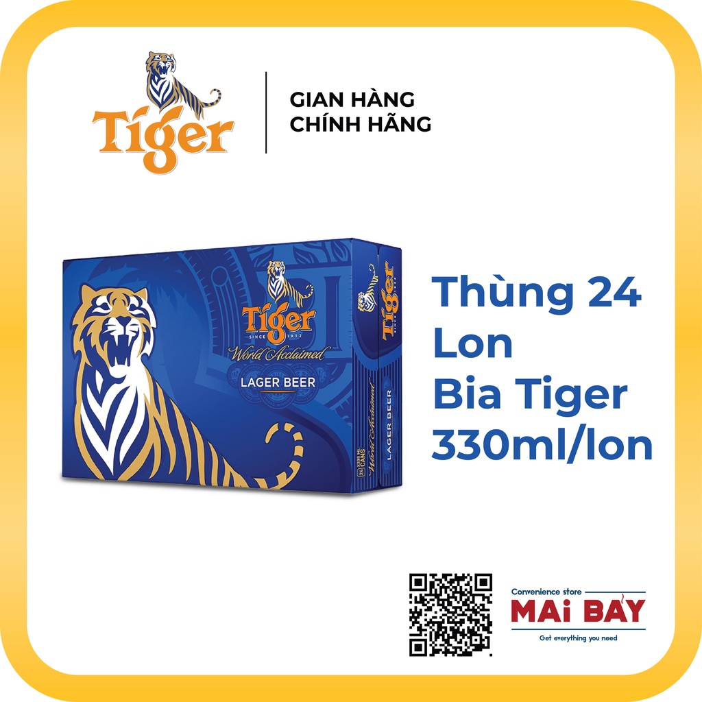 [GIAO NHANH 1H] Thùng 24 lon bia Tiger 330ml/lon