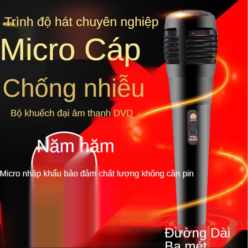 Mic hát karaoke có dây jack chân cắm 3.5mm , áp dụng với dòng loa karaoke có jack 3.5 và hỗ trợ hát karaoke - XSmart