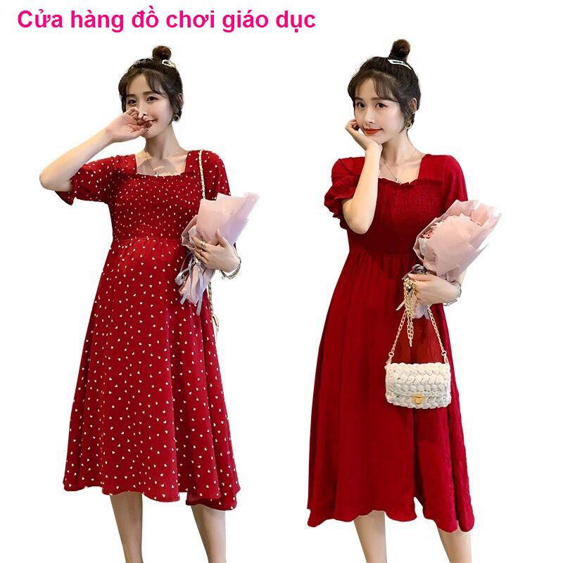 SHOP XINH Quần áo bà bầu, mùa hè, đồ cho con bú, đầm voan thời trang đi chơi bú Bộ hai mảnh Pusui Hàn Quốc <