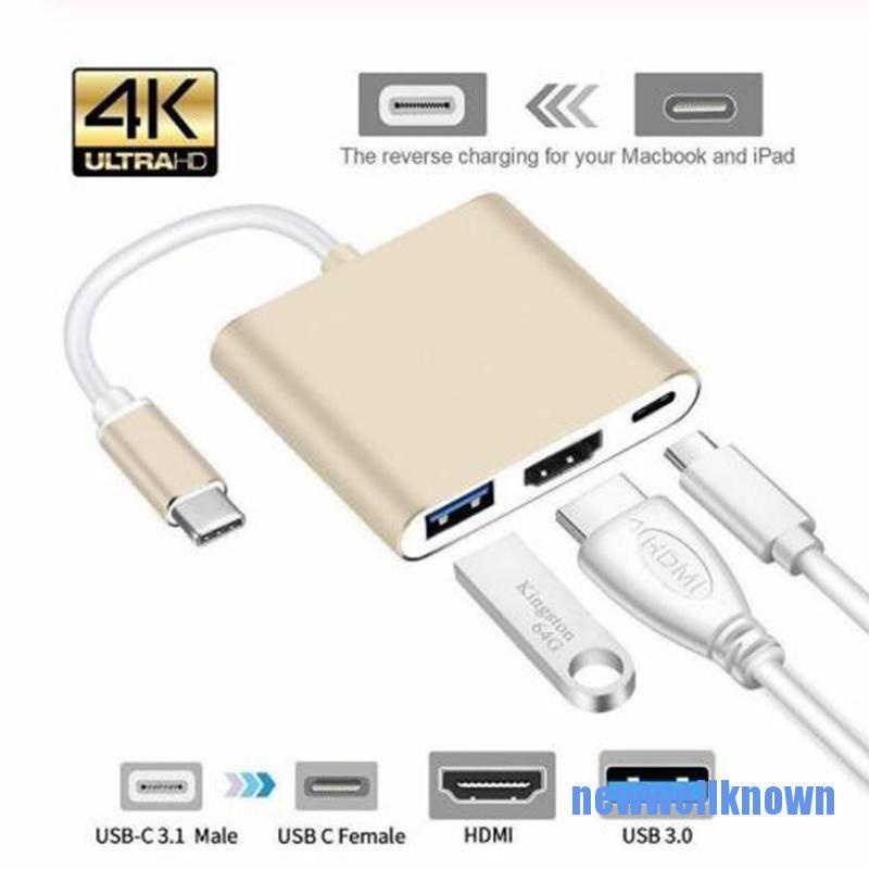 Bộ Chuyển Đổi Hub Sạc Usb 3.0 Type-C Sang 4k Hdmi 0610 Cho Macbook