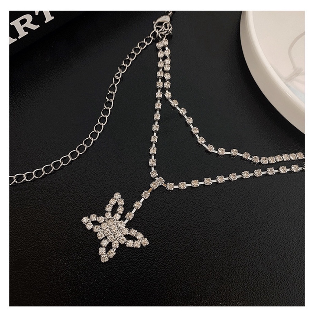 Dây xích thắt eo/ Dây chuyền đính đá nhân tạo hình Butterfly