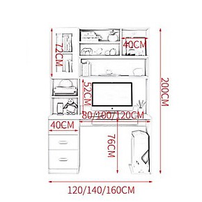 Bàn học gỗ, bàn làm việc liền kệ sách tiện lợi kích thước 1m2 x 2m (BH-30)