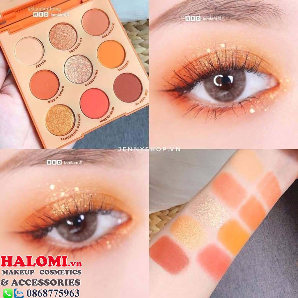 Bảng Phấn Mắt Colourpop Orange 9 Ô You Glad Pressed Powder Palette  tone cam vàng cực xinh chính hãng HALOMI