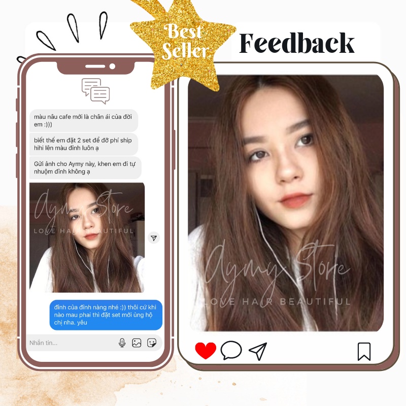 Thuốc Nhuộm Tóc NÂU CAFE | COFFEE tại nhà chính hãng không cần tẩy AYMY