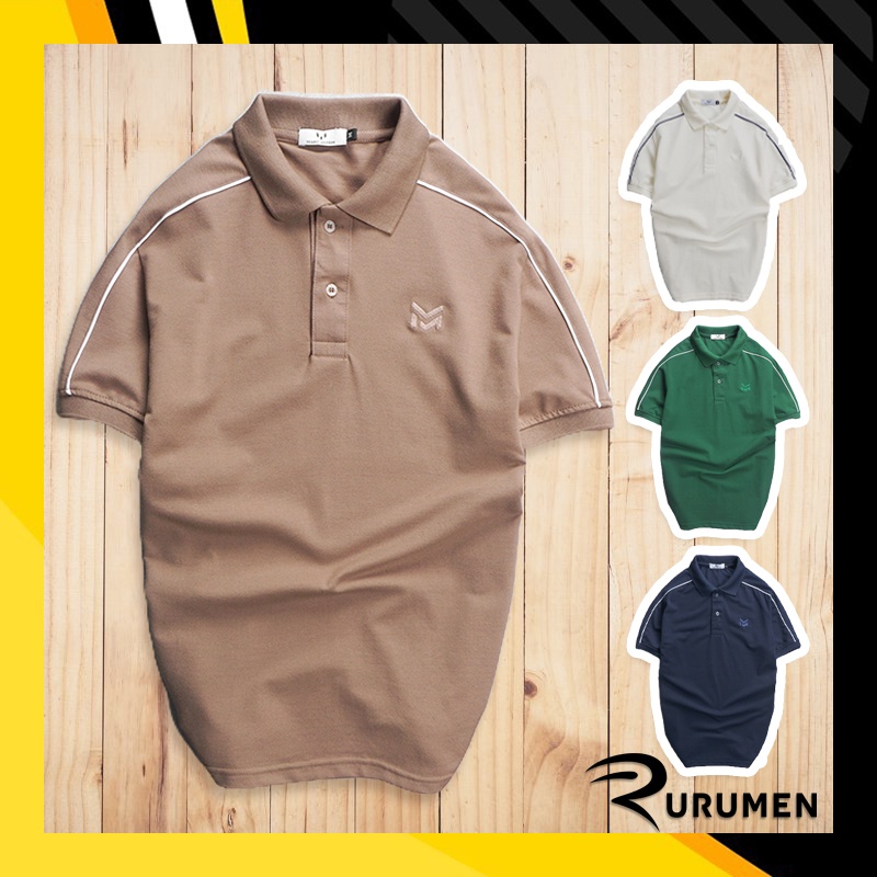 Áo Polo Nam Big Size Tay Viền Sọc Trẻ Trung RURUMEN Áo Phông Cá Sấu Ngắn Tay Form Rộng Thoáng Mát - CS184