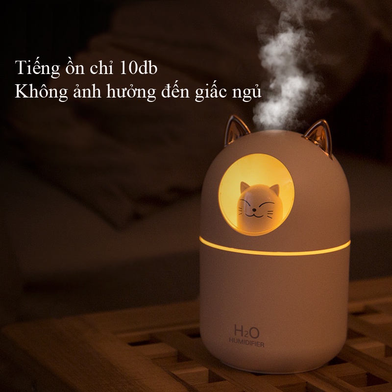 Máy Phun Sương Hình Mèo CTFAST-01:  Dung Tích 300 ML, Cấp Ẩm Cho Da, Khuếch Tán Tinh Dầu, Ánh Sáng Thay Thế Đèn Ngủ