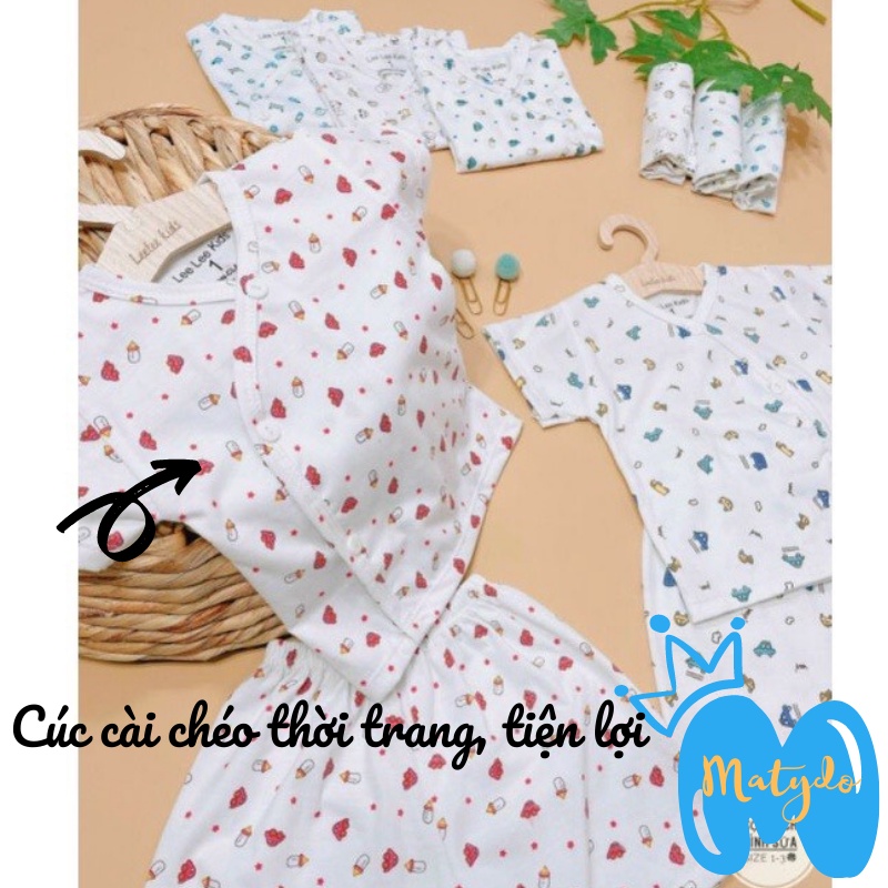 Quần áo sơ sinh ngắn tay cho bé trai bé gái mùa hè giá rẻ đồ sơ sinh cho bé BS trắng cộc cúc chéo