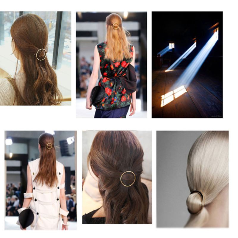 1 Kẹp Tóc Nữ Hình Tròn Chất Liệu Kim Loại