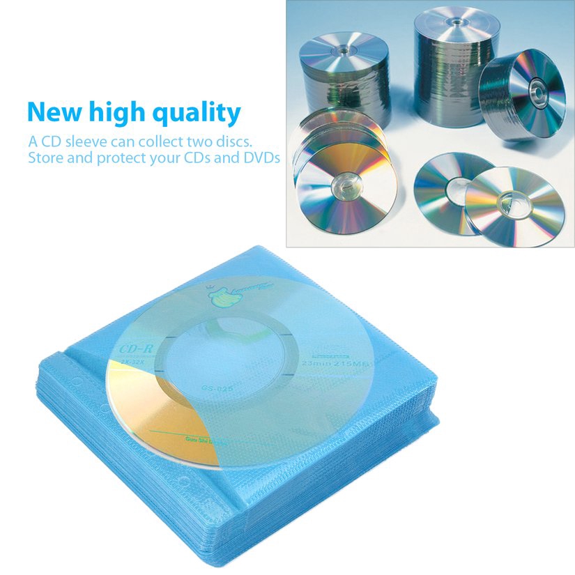 100Pcs Cd Dvd Double Sided Cover Storage Case Pp Bag