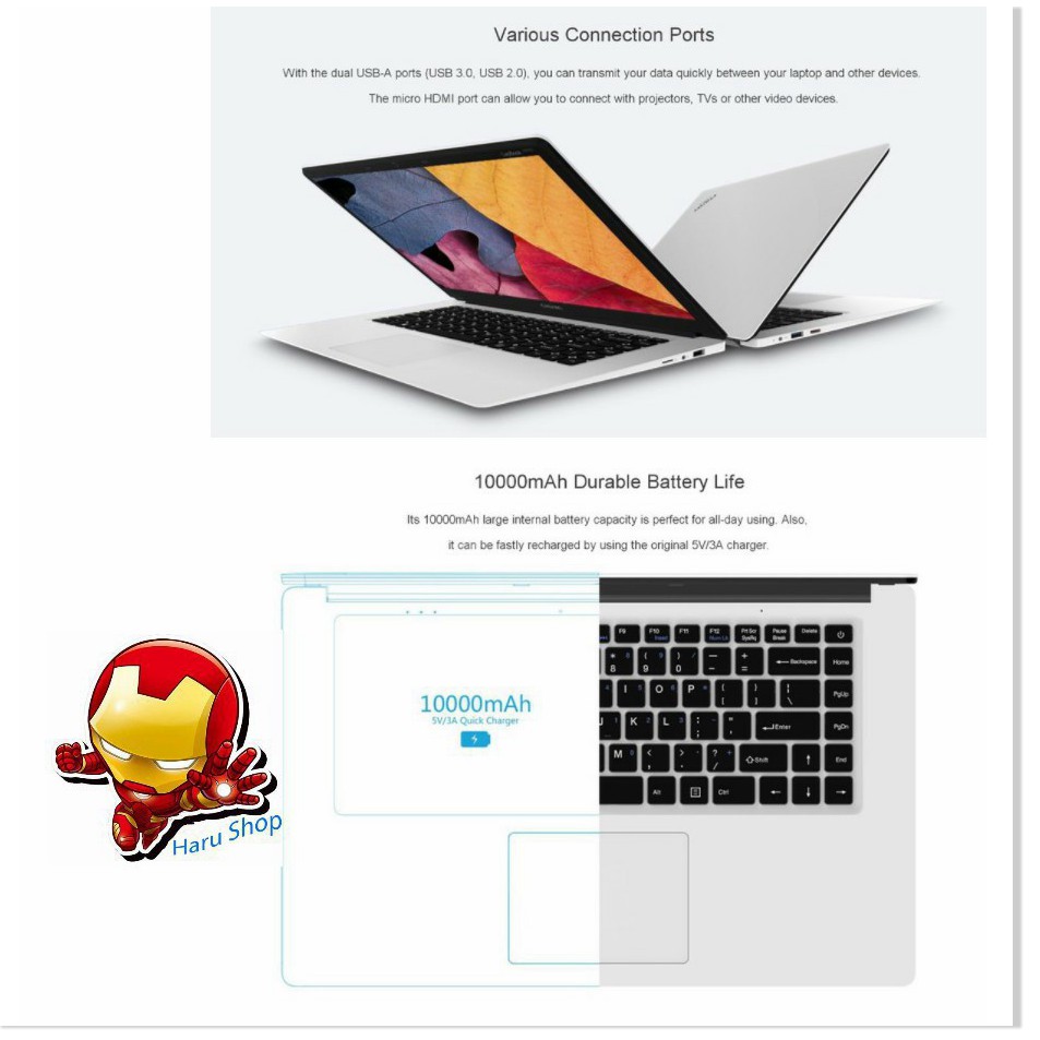 Laptop Chuwi 15.6 inch Ultra-light chip intel  Z8350 4G 64G tích hợp Windown 10 + tặng kèm combo