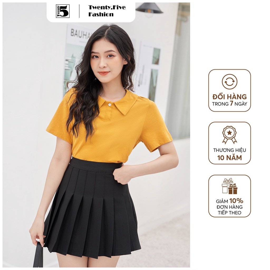 Chân váy tennis nữ Twentyfive dáng xòe ngắn xếp ly nhiều màu cạp cao có lót quần 3725M