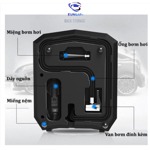 Máy Bơm Lốp Ô Tô Xe Hơi Mini Thông Minh Điện Tử Tự Ngắt Cao Cấp AIKESI (Tự động ngắt theo cài đặt) - Bảo Hành 12 Tháng