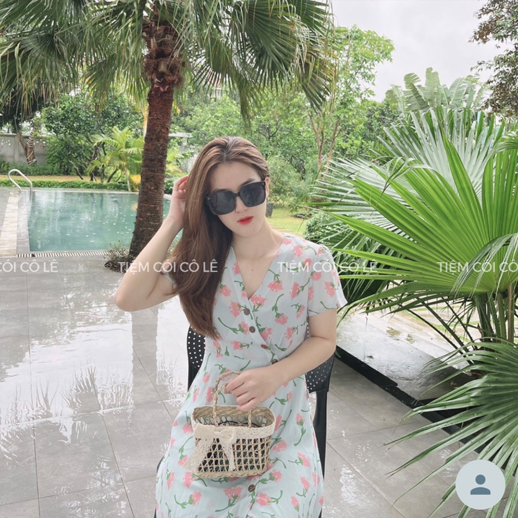Túi cói mini, làn thưa đính nơ hoa phụ kiện xinh xắn đi biển chụp ảnh decor - Tiệm Cói Cô Lê