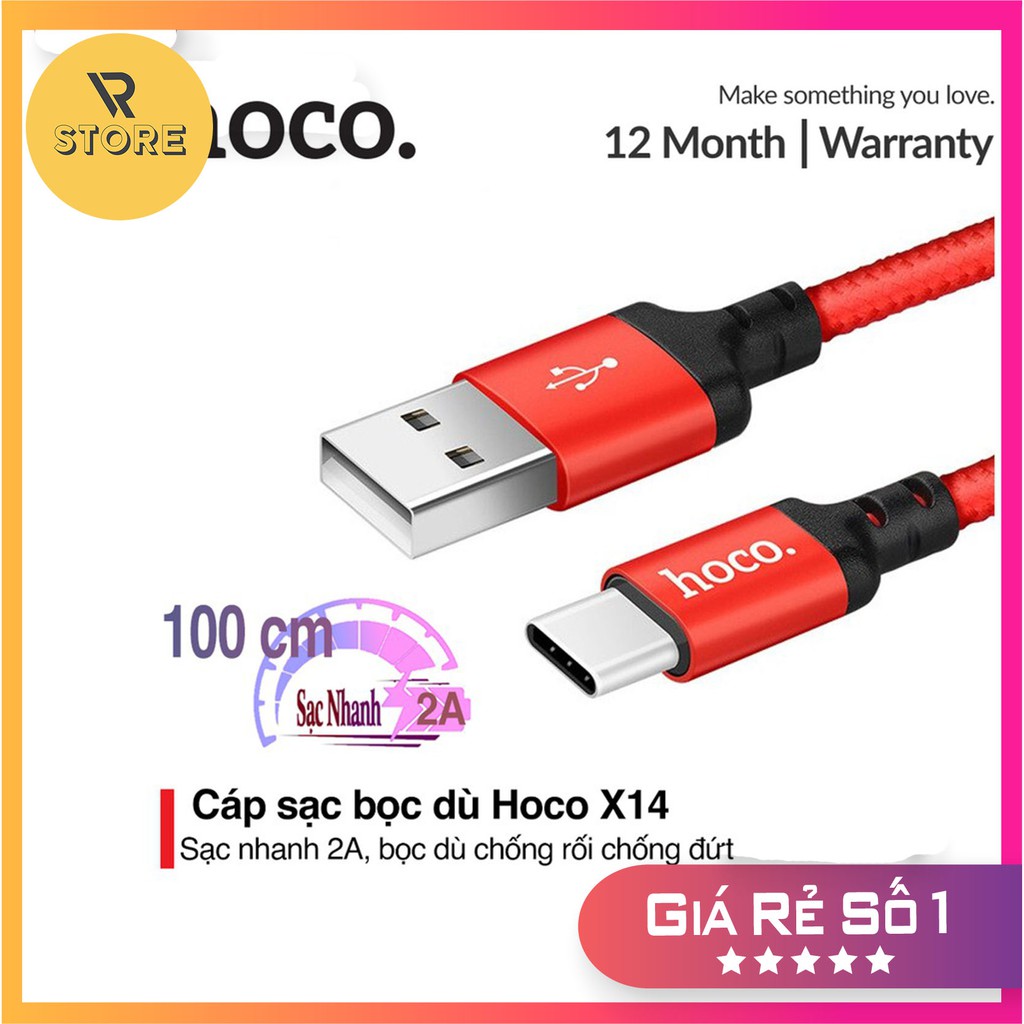 CÁP SẠC HOCO X14 Usb to Lightning, Type C