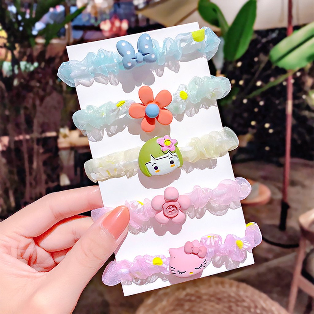 Bịch 5 Dây cột tóc hoạt hình dễ thương cho bé