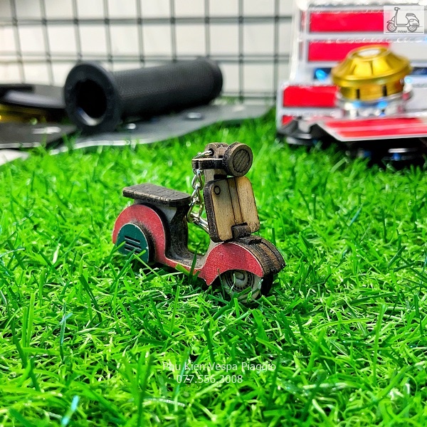 Móc Khóa Hình Xe Vespa 3D 2D Bằng Gỗ Cao Cấp