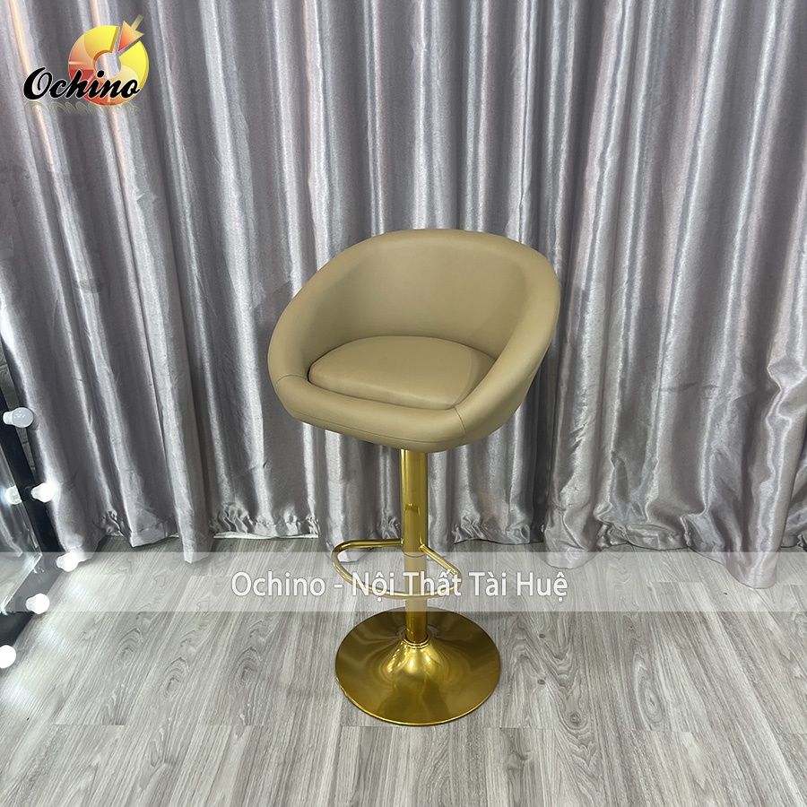 Ghế Makeup Chân Vàng K1 Sơn Tĩnh Điện Nhập Khẩu Mẫu Da Tay Liền ( Hàng có sẵn)