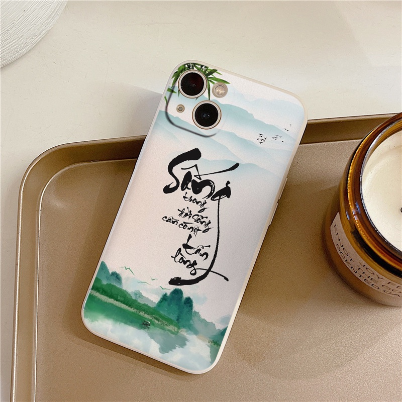 Ốp Iphone viền vuông đầu chữ Sống với Tấm Lòng từ ip 13promax 11 promax 12 pro max 6 6plus 7 plus 8 x xr xsmax