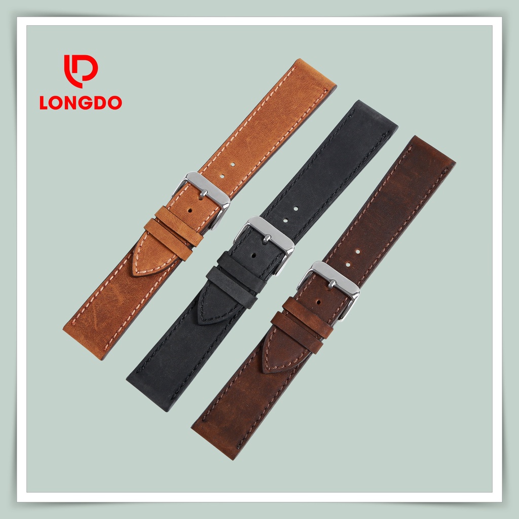 [ĐẲNG CẤP] Dây đồng hồ da sáp - Đủ size 12/14/16/18/20/22/24 - Thương hiệu uy tín Longdo Leather