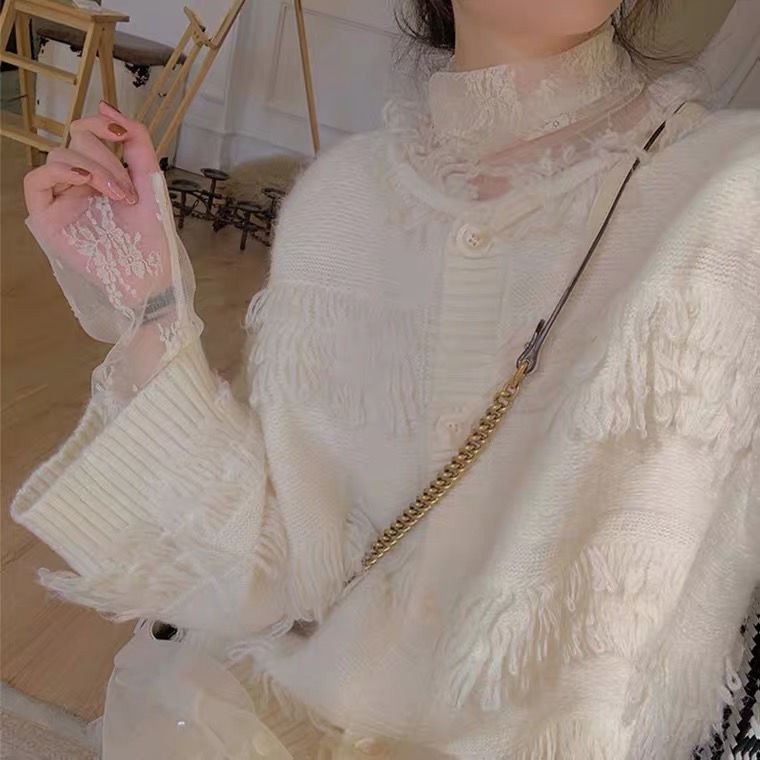 Áo Kiểu Tay Dài Cổ Cao Phối Ren Lưới Thời Trang Xuân Hè Cho Nữ | BigBuy360 - bigbuy360.vn