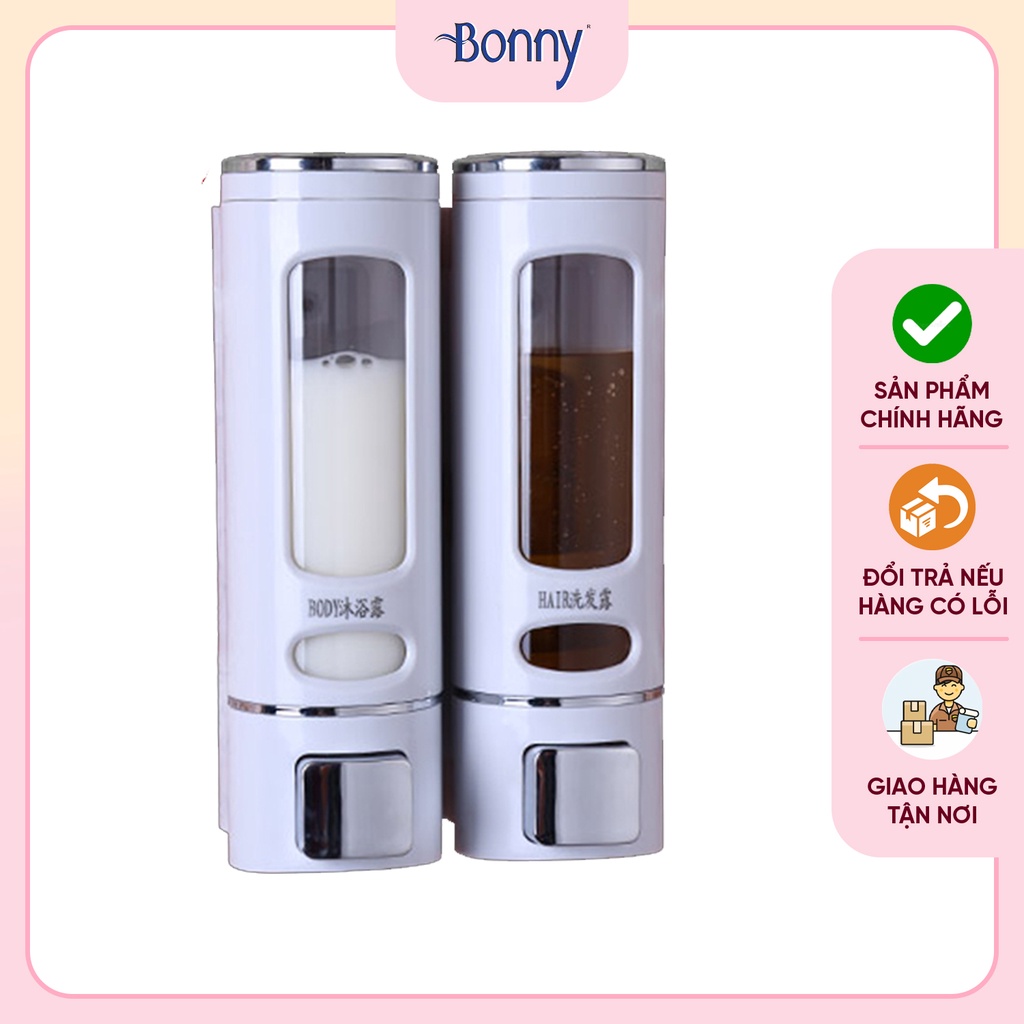 Bình đựng nước rửa tay, hộp đựng dầu gội sữa tắm gắn tường, hộp đựng nước rửa chén bình đôi cao cấp