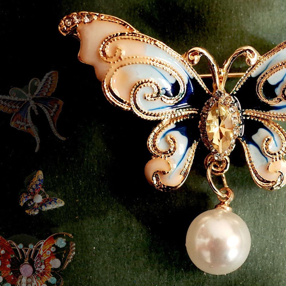 Trâm Cài Áo Hình Bướm Tráng Men Sang Trọng Cho Nữ|Bộ Kẹp Khăn Choàng / Khăn Quàng Cổ Dễ Thương Xinh Xắn Cho Bé